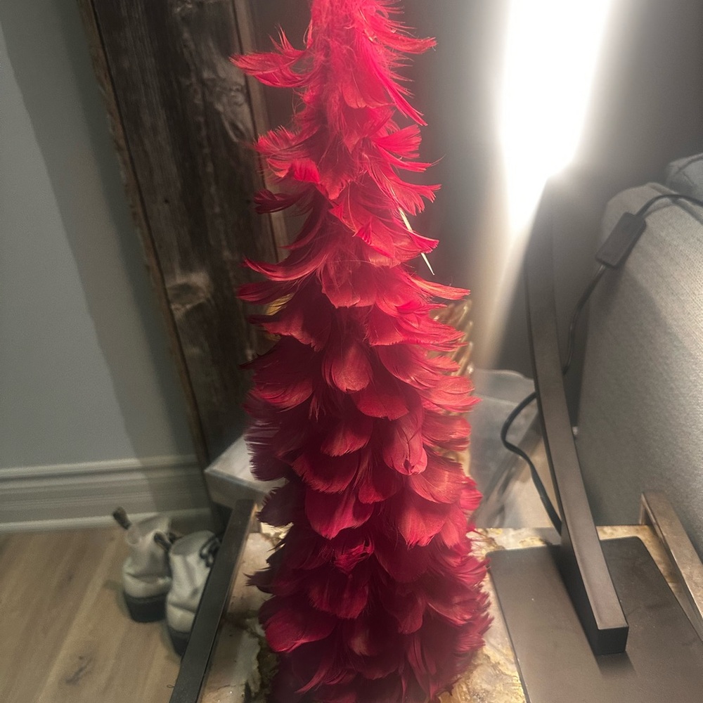 Festive Red Feather Holiday Tree